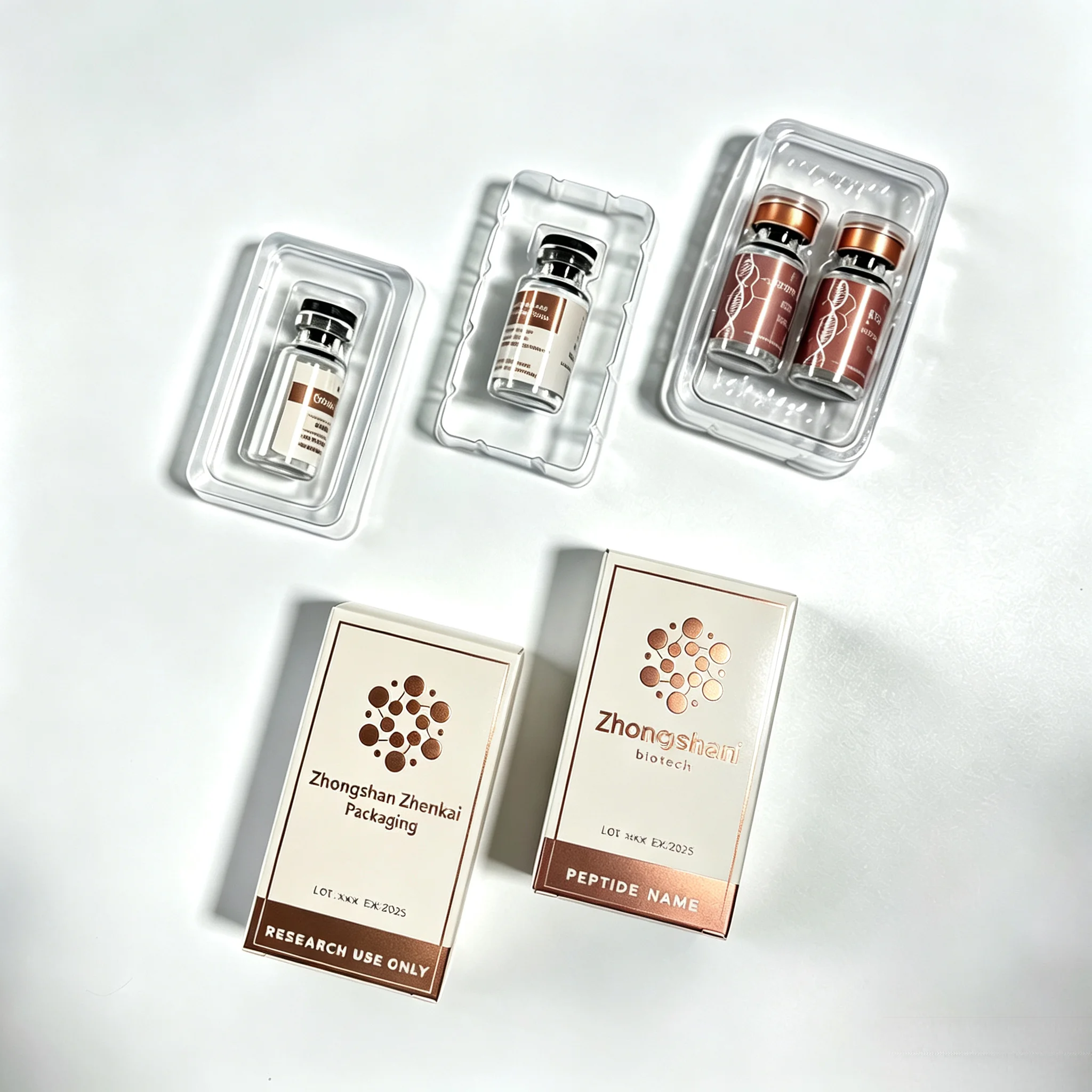 Custom Vinyl Peptide Vial Self Adhesive Labels HD Waterproof Printed Packaging Boxes Fit Cosmetic Fitness Supplement Vials view 5