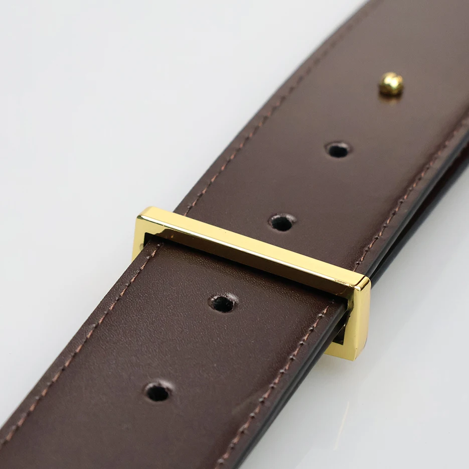 Business Alloy Letter Buckle Men's Belt Casual Leather Belt for Men High Quality Two-layer Cowhide