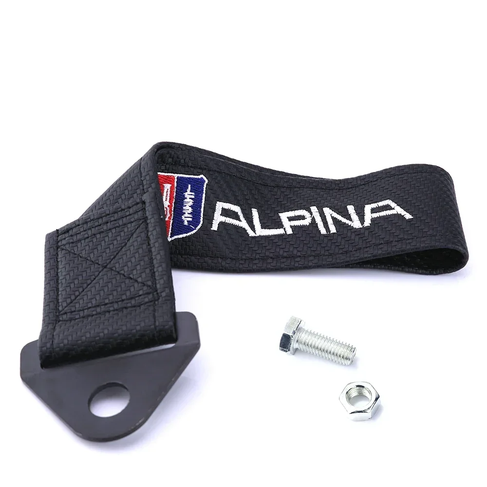ألبينا سيارة سحب حزام شعار سحب حبل حزام ألياف الكربون نمط القماش مصدات الغراء ملصق لسيارات bmw e30 e46 e90 e60 e39 e36