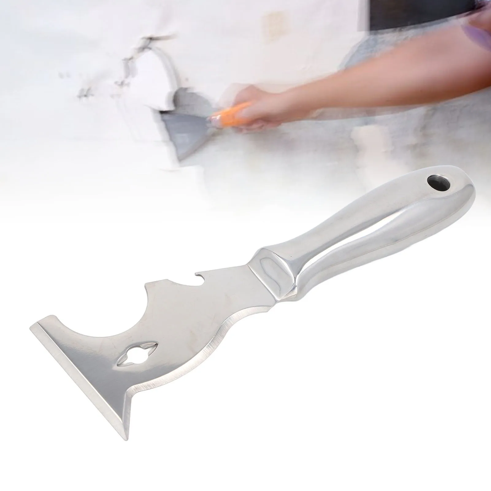 Multi Function Putty Cutter Stainless Steel Blade Comfortable Grip Paint Scraper for Painting and Appearance Preparation