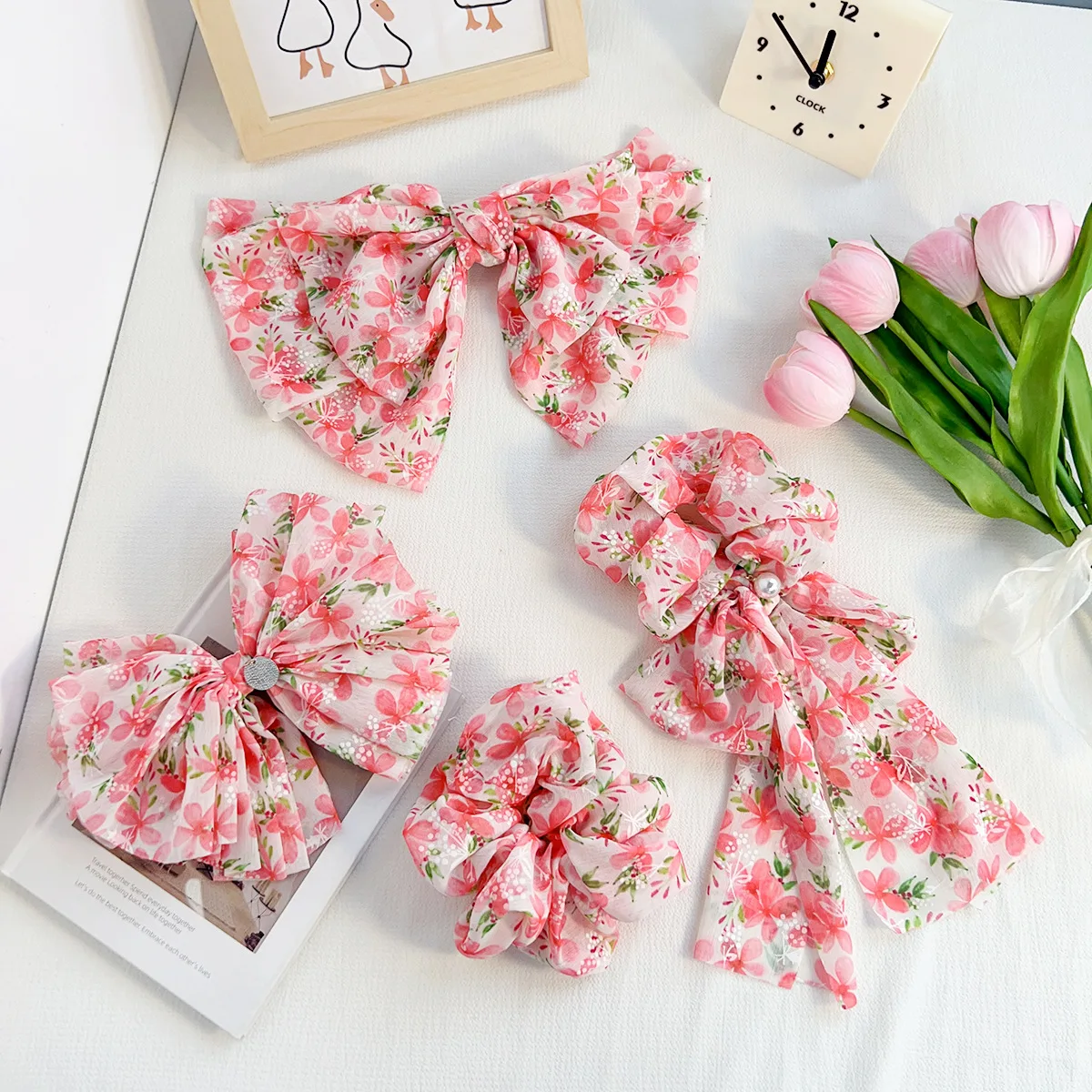 New high-value fresh fabric floral large intestine hair band hair accessories girlish niche super fairy sweet headdress
