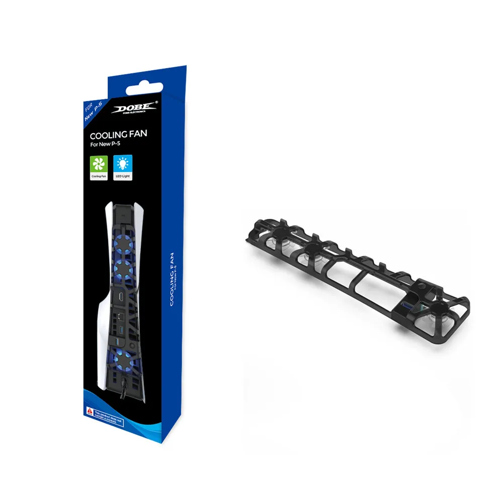 DOBE Koelventilator voor PS5 Slim Disc Edition/Digital Edition met blauwe verlichting en USB 3.0 poort TP5-3538