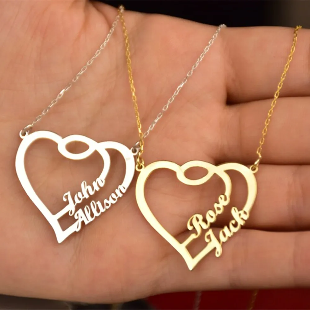 

Custom Heart Name Necklaces For Couple Kids Personalizado Jewelry Children Customized Neckalces Anniversary Gifts