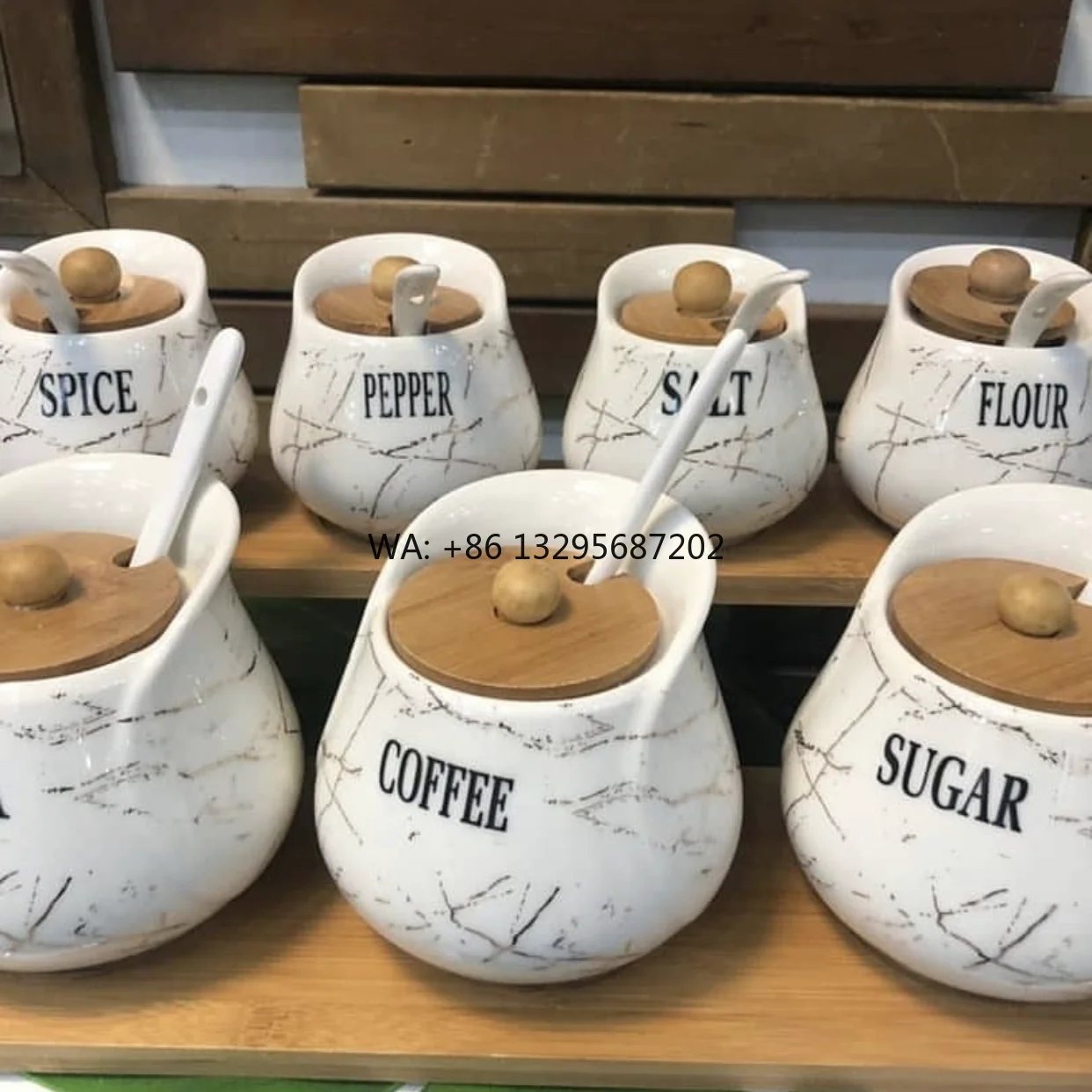 

Оптовая продажа, уникальный дизайн, мраморный контейнер для приправ, керамические банки для сахара и специй с ложкой