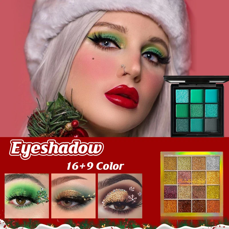 6個のクリスマスメイクアップセット、アイシャドウパレット、リップオイル、口紅、アイブロウマスカラ、メイクアップツールセットボックス、女性へのギフト