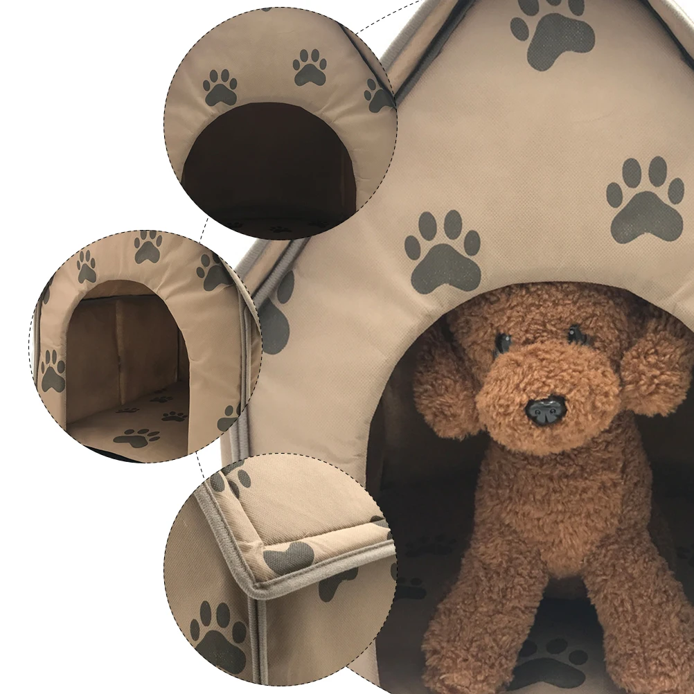 

Folding Dog Kennel Pet Tent House Bed Shelter Portable Supplies Warm Mat Small Foldable Pad Mattress
