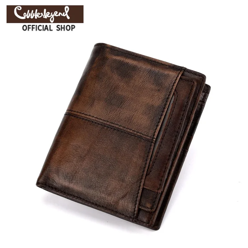 

Cobbler Legend Men's Wallet Cowhide Short Purse Vintage Coin Bag Men Genuine Leather Worn-out Purse Card Holder Travel Business