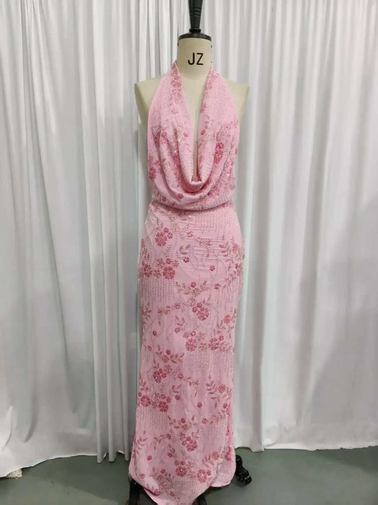 

New Women Backless Bandage Bodycon Elegant Evening Long Dress 2026 Summer Dress Vestidos Beaded Deep V Party Sexy Dresses