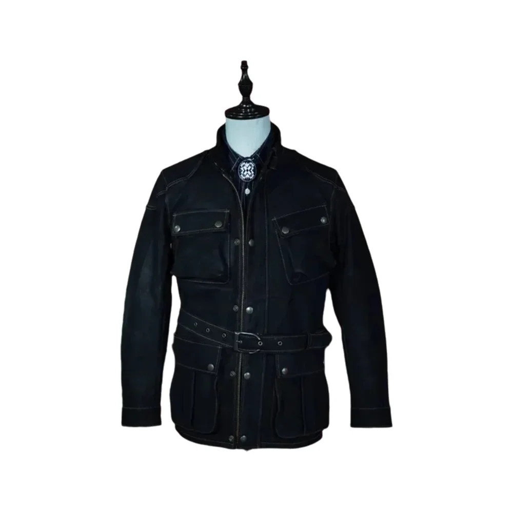 FNY Wholesales.Thick Heavy cowhide Field jacket.Black frosted real leather hunting coat,Motor Rider leather cloth