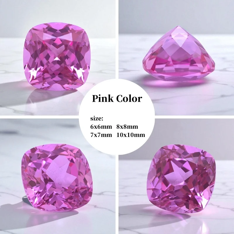 Laborgezüchteter Saphir im Kissen-Schliff, leuchtend pink, extrem glänzend, loser Edelstein für DIY-Schmuckherstellung, mit AGL-Zertifikat – Detail 3
