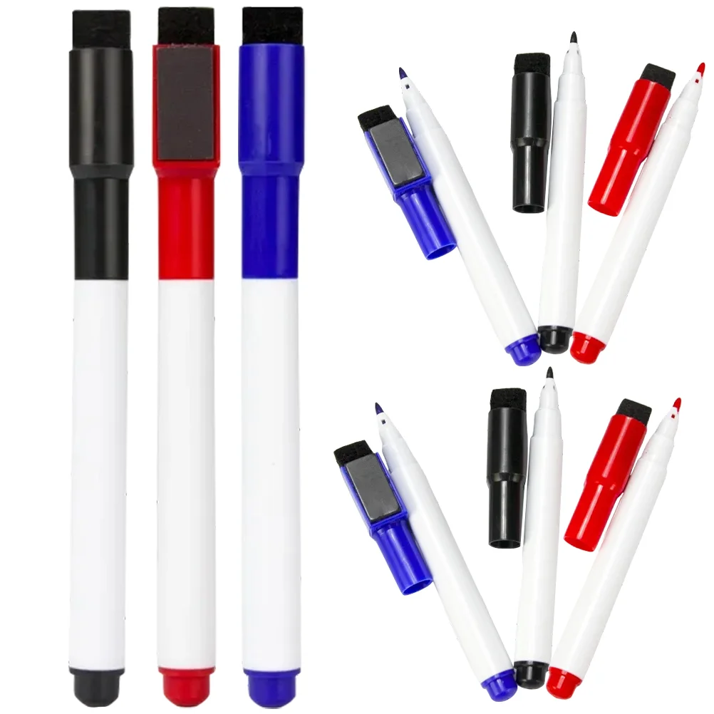 9 Pcs Magnetic Whiteboard Dry Erase Pen Erasers Colored Markers Fine Point Labels