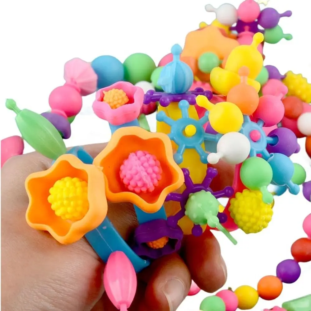 New Colorful Pop Bead Set Snap Together No String Required Jewelry Beads Assorted Shapes Children's Beading Birthday
