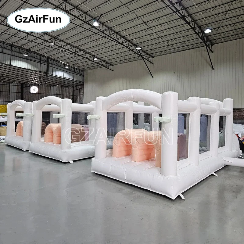 Factory Custom White Multi Lane Inflatable Obstacle Course, Large Inflatable Playground for Rental Business & Kids' Party