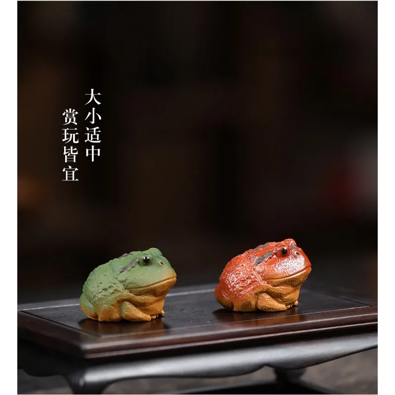 نحت ضفدع فخار فخار للمنزل ، تمثال ذهبي لشاي الضفدع ، زينة شاي جميلة للحيوانات الأليفة ، رف لغرفة النوم والمكتب والعشاق #5