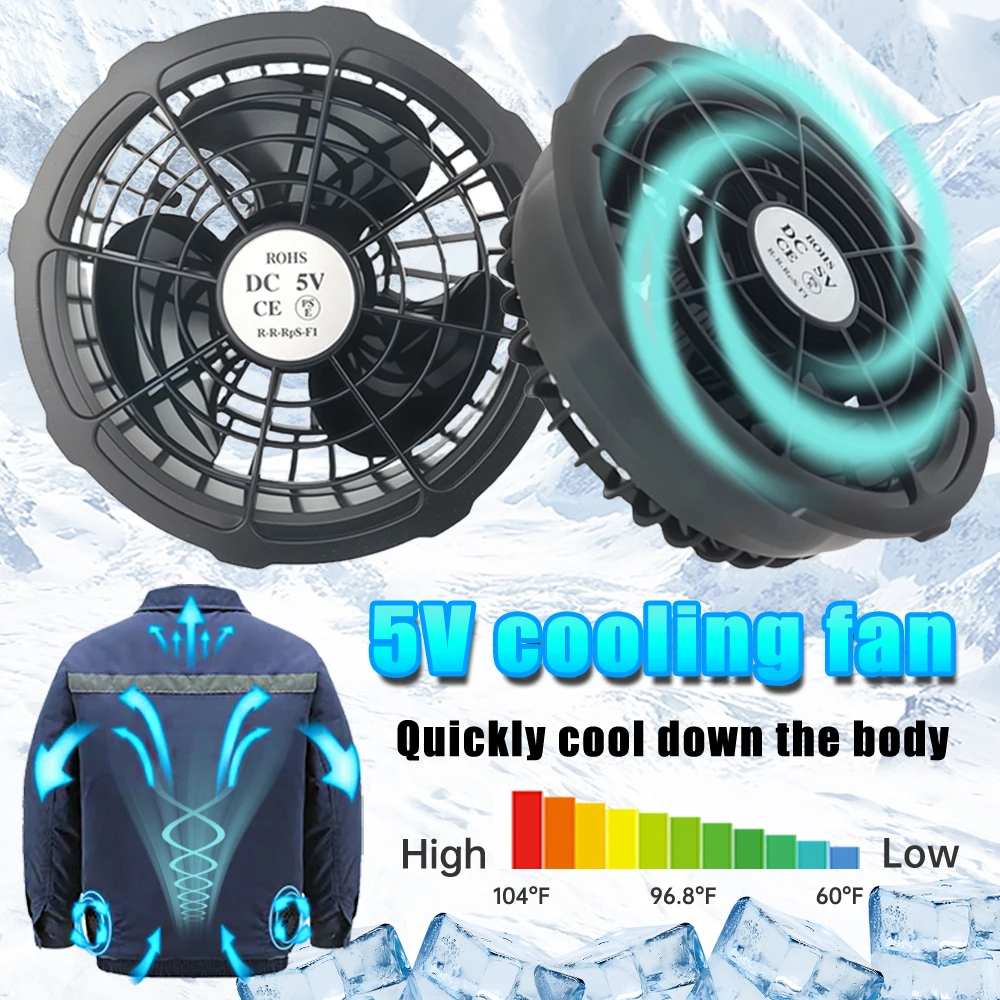 Air Conditioner Fan for Cooling Vest Jacket Air Conditioning Clothing Fan 3-speed Adjustment Cool Fan Summer Cooling OutdoorWork