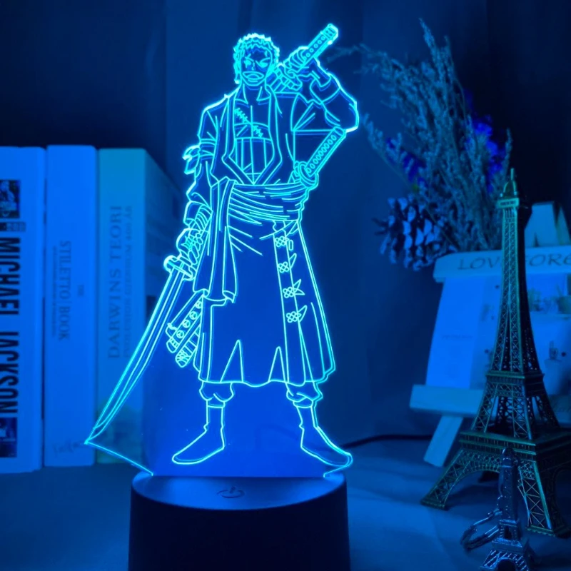 

One Piece Roronoa Zoro Anime Cartoon Cute Acrylic Light-Up Stand Creative 2D Bedroom Atmosphere Night Light Ornament Gift