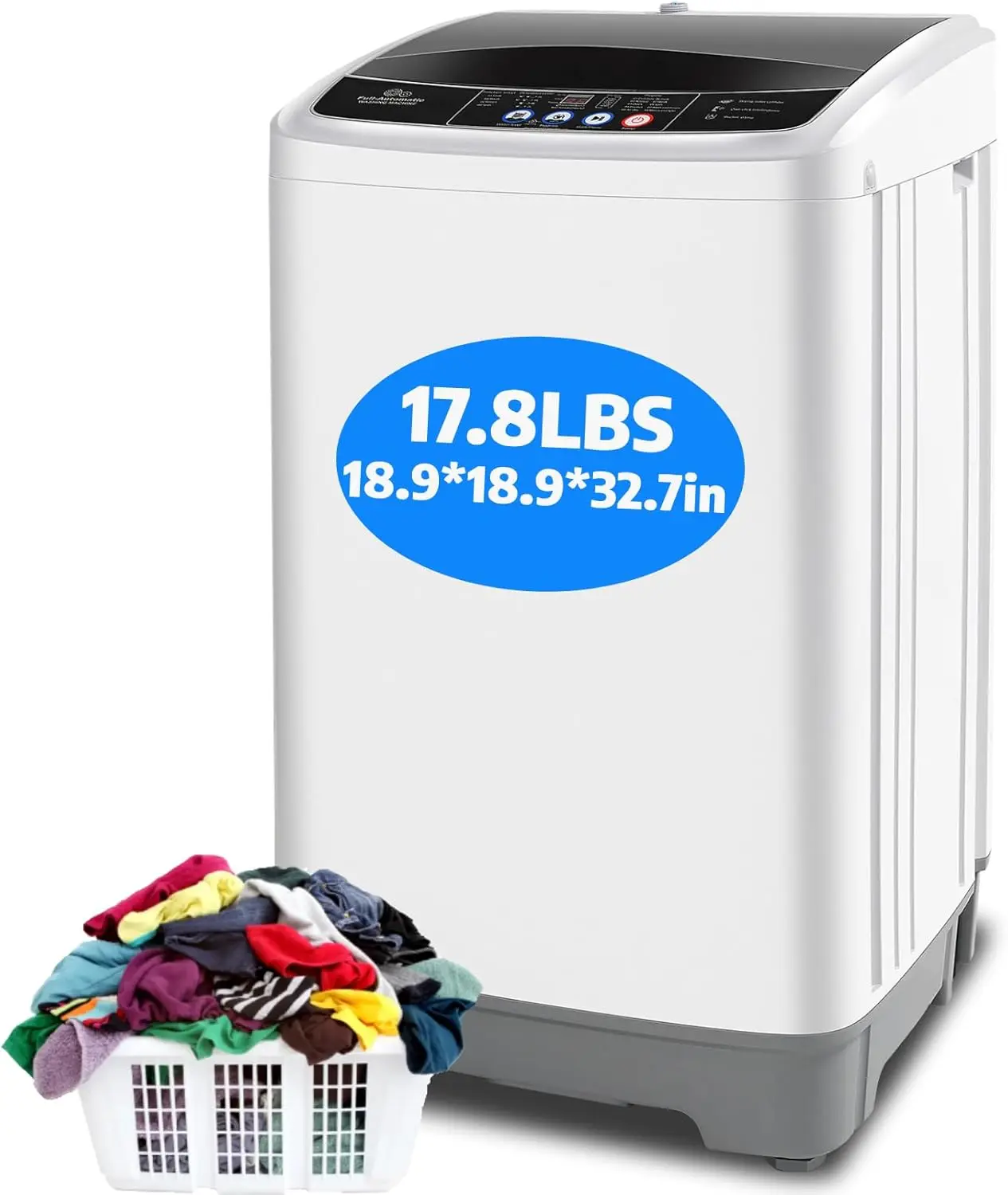 Portable Washing Machine 17.8Lbs Full Automatic Portable Washer, 2.4 Cu.ft Compact Laundry Washer with 10 Programs