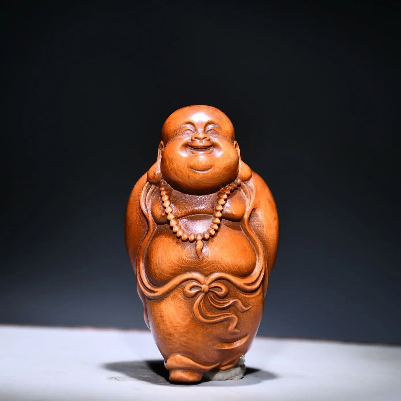 

Chinese Feng Shui Maitreya Buddha Statue Wood Carving Laughing Buddha Sculpture Interior Decoration Small Statue Handicraft Home