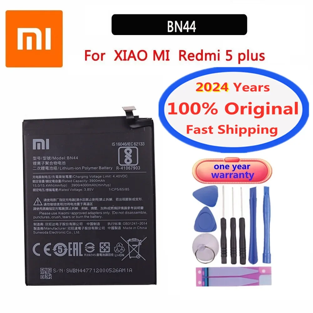 

2024 Years 4000mAh 100% xiao mi Original Battery BN44 For Xiaomi Redmi 5 Plus 5Plus Replacement Phone Battery Bateria In Stock