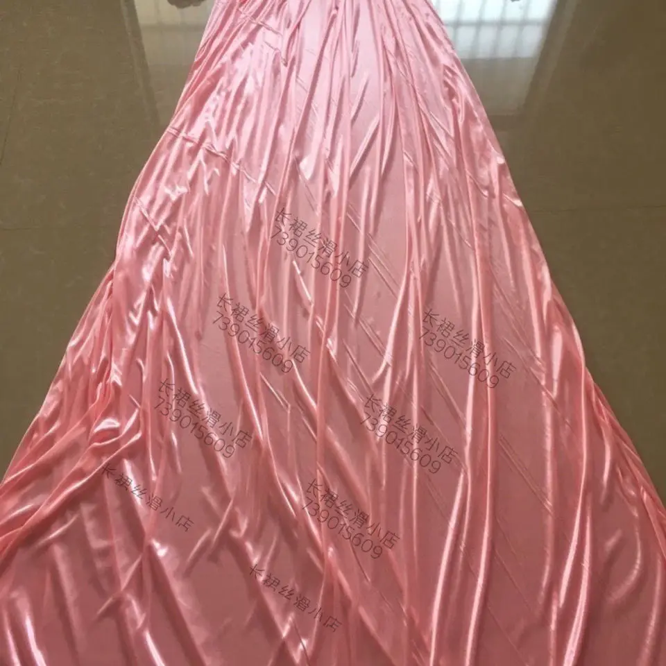 Length2m Glossy Satin Loose Maxi Dress Ice Silk Sleeveless Plus Size Sexy Long sleeping bag