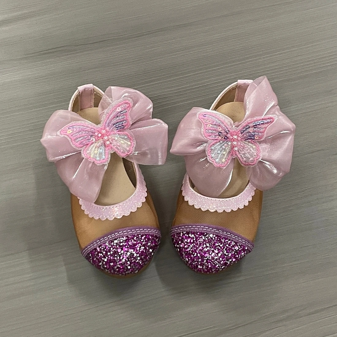 Jinyu Fashion Baby Princess Shoes Mesh Material Breathable Daily Wear Bow Decoration Lightweight Shoes Personalized Flat Shoes