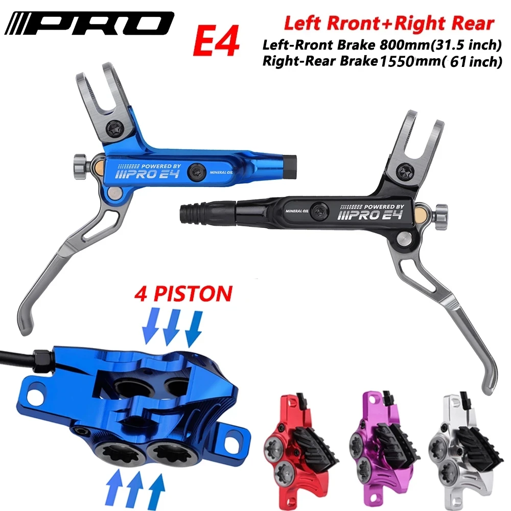 

IIPRO E4 Mountain Bike Hydraulic Brake 800/1550mm Front Rear Brake Cooling 4 Piston Oil Pressure For AM DH E-bike MTB Disc Brake