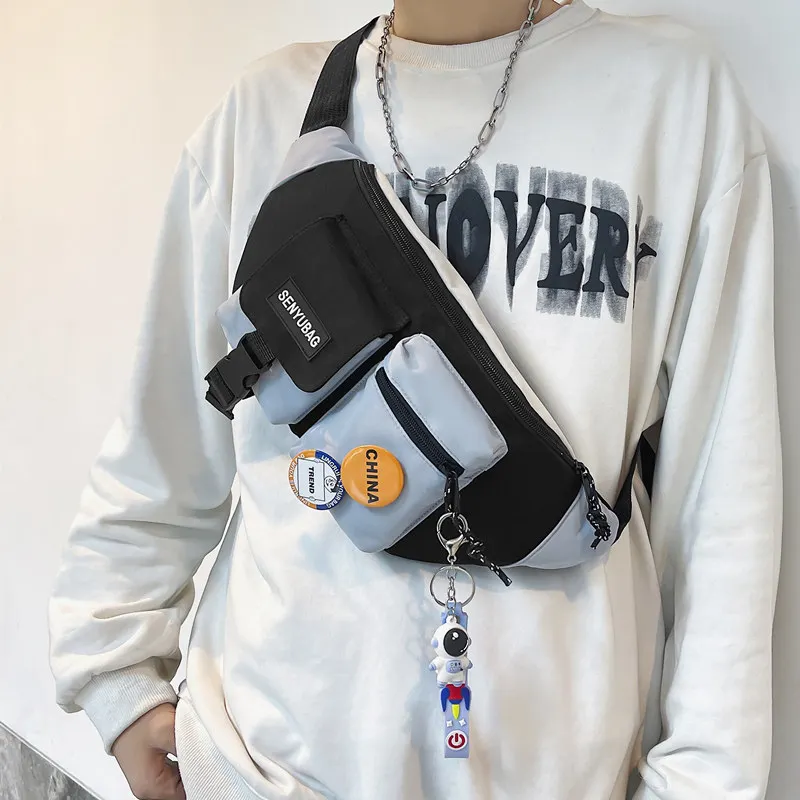 Bolso cruzado de estilo japonés a la moda para hombre, riñonera informal y versátil, moda urbana, mochila de tela duradera de...