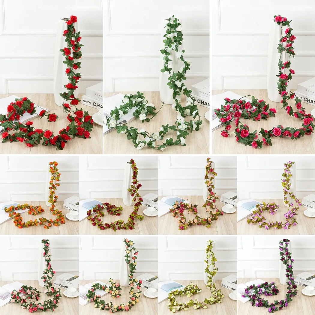 45 ดอกไม้ 8Ft ประดิษฐ์ผ้าไหมกุหลาบดอกไม้แขวน Garland ตกแต่งสวนงานแต่งงาน & งานแต่งงาน Garden Party ตกแต่งบ้าน