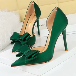 BIGTREE Shoes Bowknot Women Pumps Fashion High Heels Women Shoes Sexy Party Shoes Stilettos Office Shoes Silks Satins Lady Heels