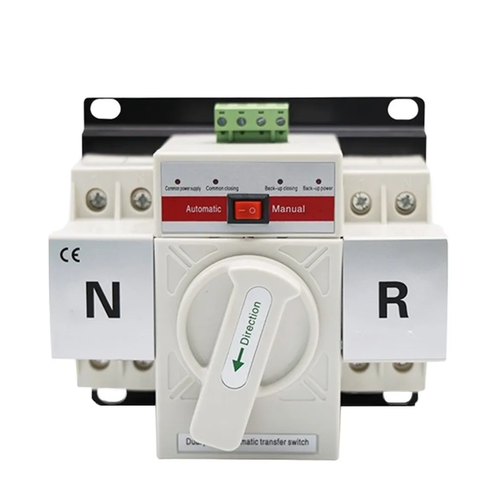 NLQ1-63 2P Dual Power Automatic Transfer Switch 230V Backup Power Selector With 4 Status Indicators Flame Retardant Housing
