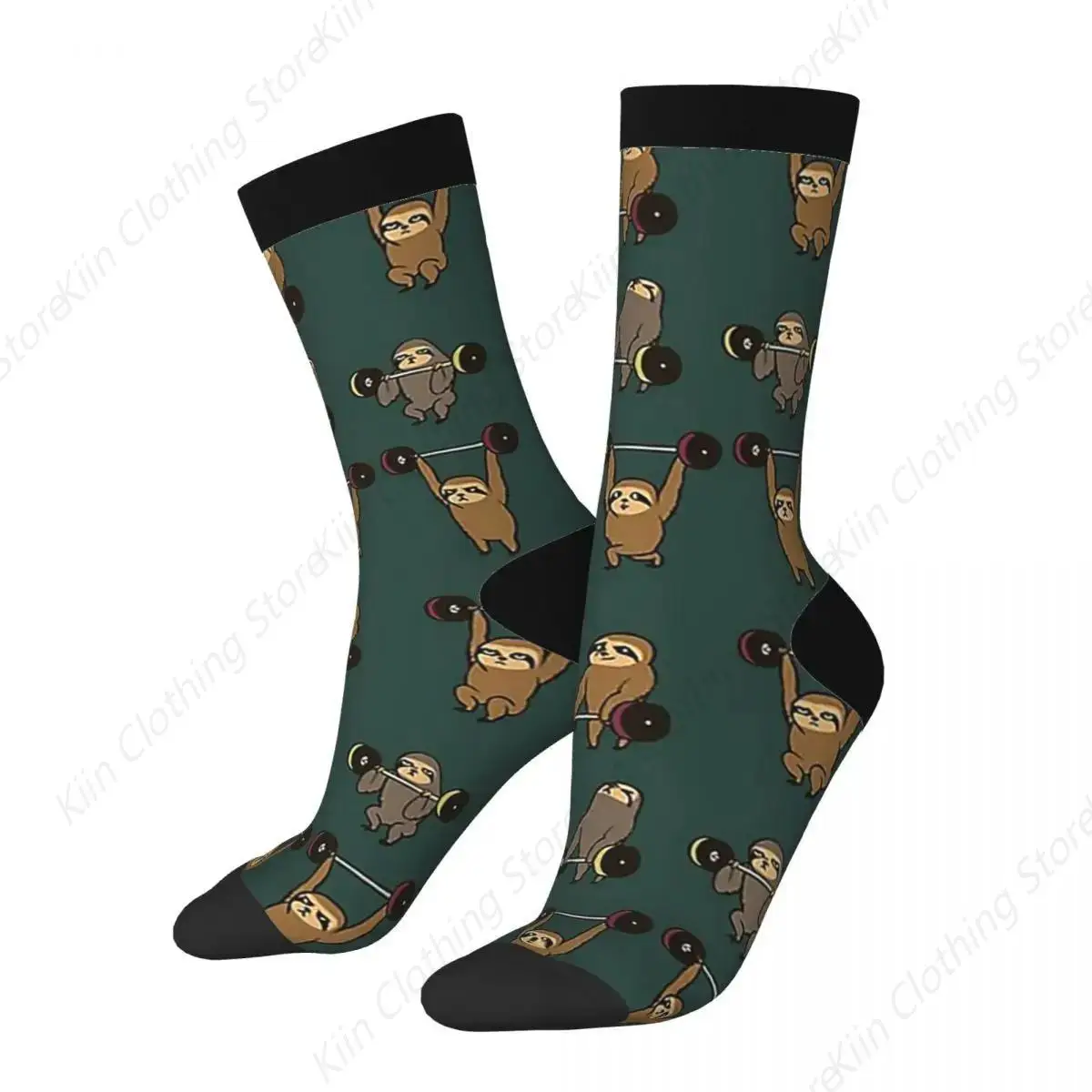 Funny Sloth Weightlifting Socks Sweat Absorbing Stockings All Season Long Socks Accessories for Man's Woman's Christmas Gifts