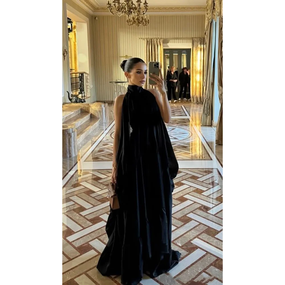 

Элегантное женское платье для выпускного вечера без рукавов с высоким воротом, роскошное вечернее платье длиной до пола, бутиковое вечернее платье высокого качества