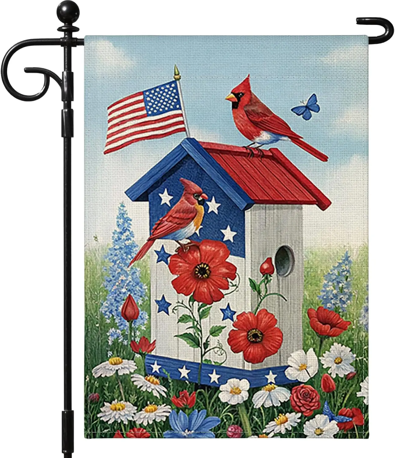 OTOSTAR Welcome Patriotic America 4th of July Garden Flag 12x18 Inch Double Sided Red White Blue Stars and Stripes Yard Outd uui
