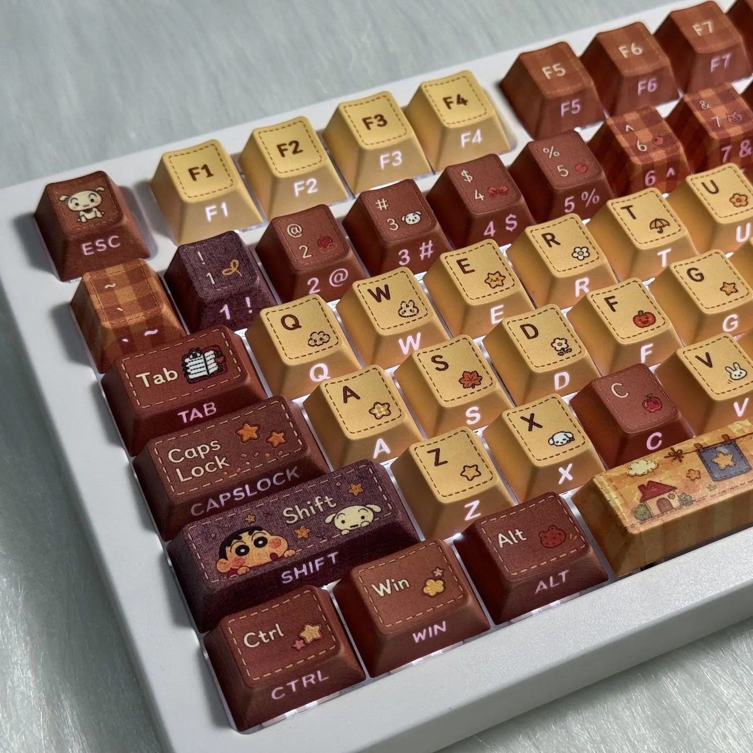 Side-lit Crayon Shinchan Factory height keycaps full set PBT thermal sublimation compatible mechanical keyboard