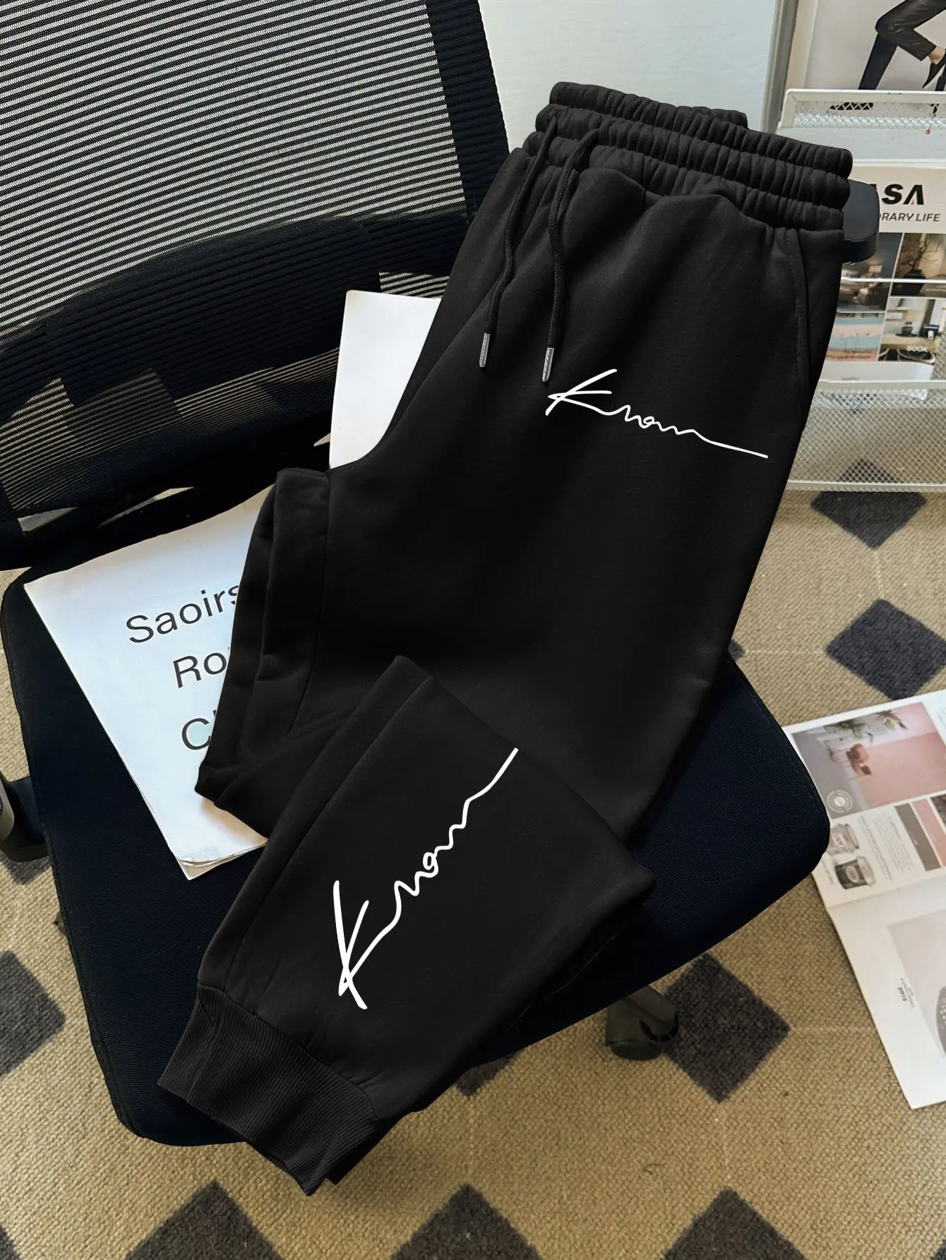 

Мужские повседневные брюки с принтом в уличном стиле в стиле хип-хоп, с буквенным принтом, спортивные штаны простого стиля, подходящие для уличной одежды