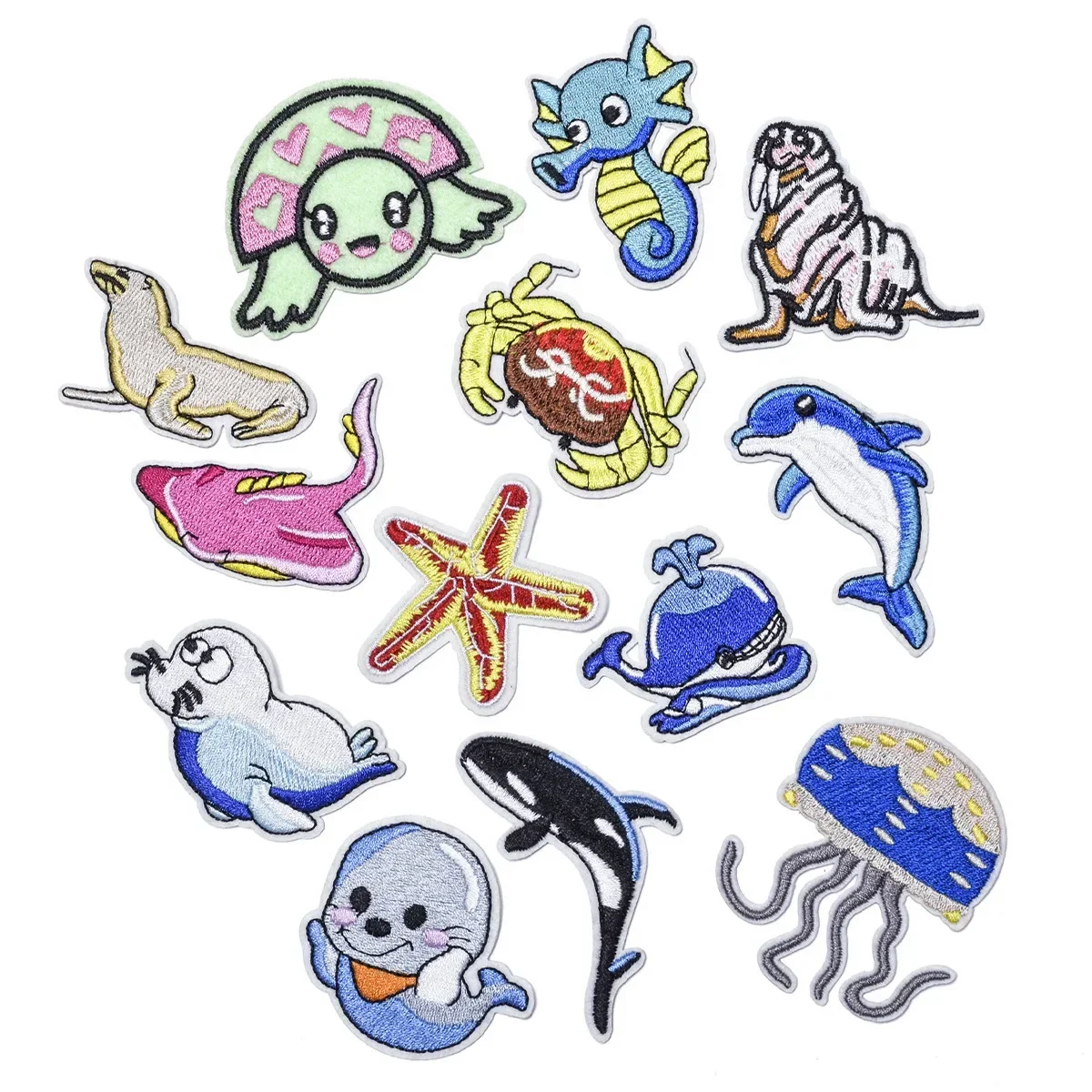 High Quality New Children's Cartoon Embroidery Fish Marine Animal Series Patch DIY Clothes Bag Decoration Embroidery Patch