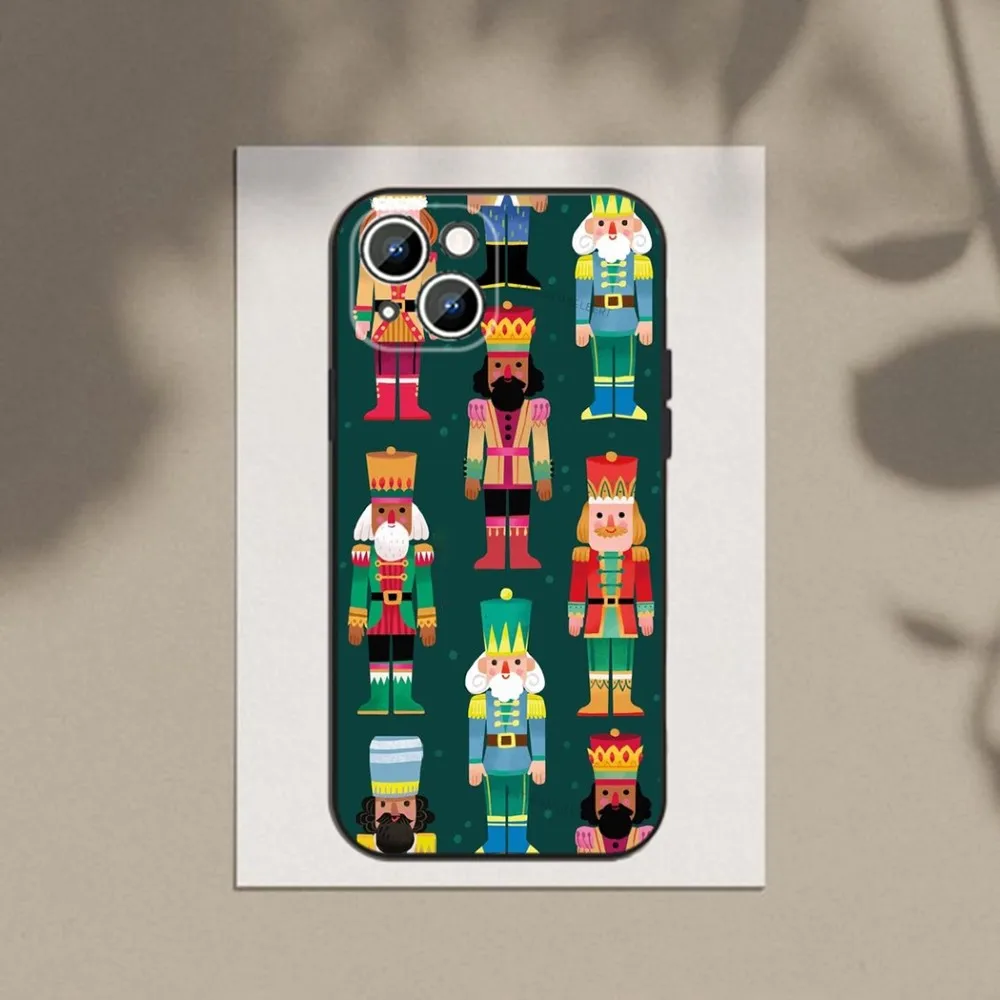 حافظة هاتف كسارة البندق لهاتف أبل آيفون 15,14,13,12,11,XS,XR,X,8,7,Pro,Max,Plus,mini غطاء أسود من السيليكون