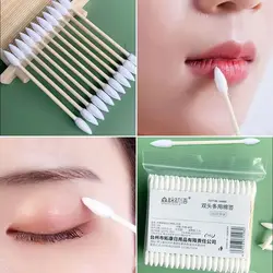 Disposable Double Pointed Cotton Buds Cleaning Narrow Areas Double Precision Tips Makeup Removal Swabs Natural Cotton