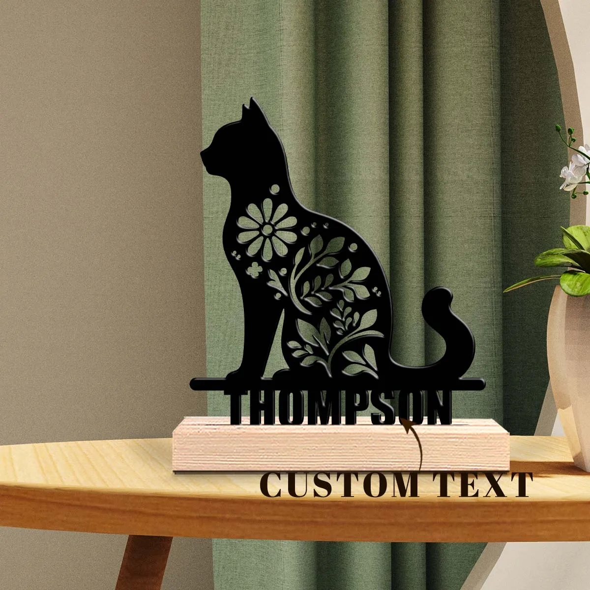 1pc Personalized Desktop Metal Ornaments Customizable Name Equipped with Wooden Base Unique Desktop Decoration Custom Gifts