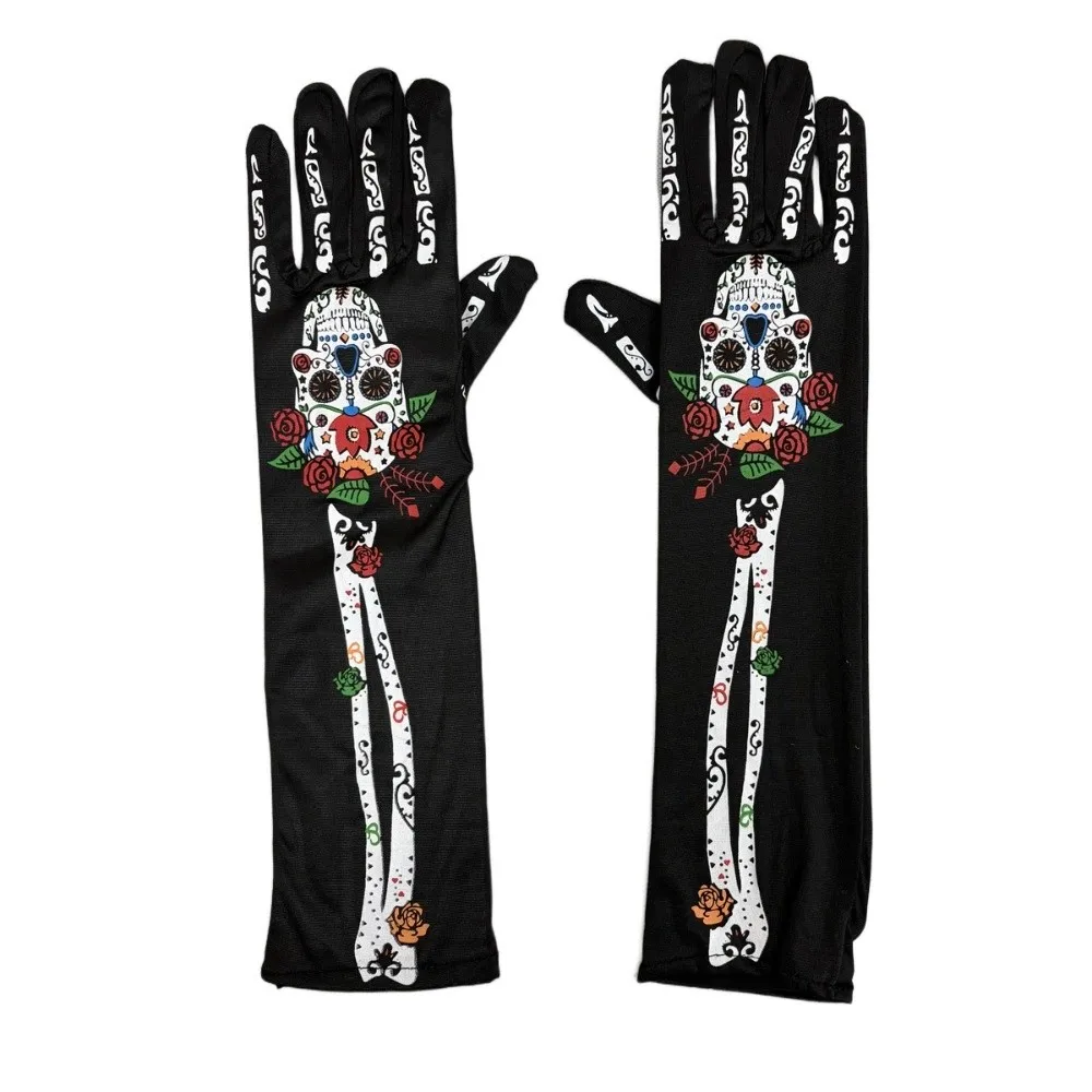 3D Skeleton Design Halloween Gloves Long Convex Halloween Cosplay Gloves Unisex Design Halloween Costume Gloves Festival Costume