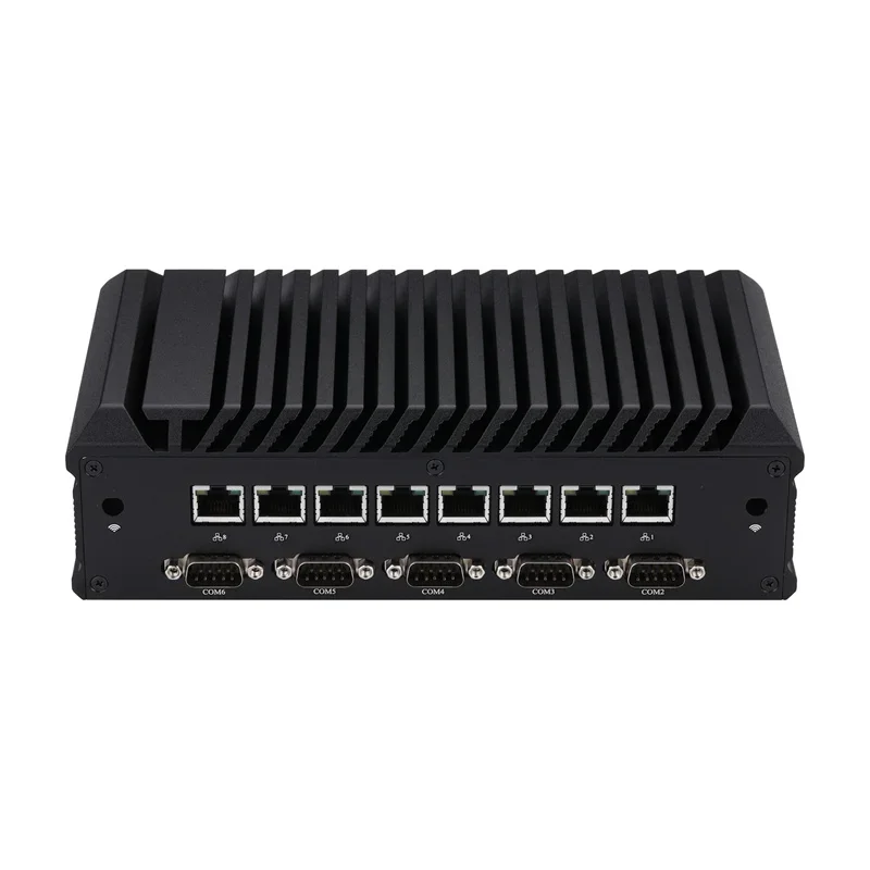 Q858GEX PC Mini Firewall I5 8250U 8 Gigabit LAN and 6 Serial Ports Environmental Monitoring Fanless Embedded Industrial PC