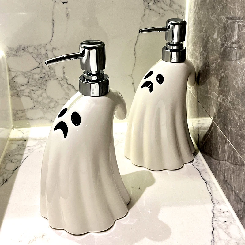 Ceramic Ghost Hand Sanitizer Bottle High-capacity Pressing Storage Bottle Cosmetic Lotion Pump Container Hotel Bathroom Supplies