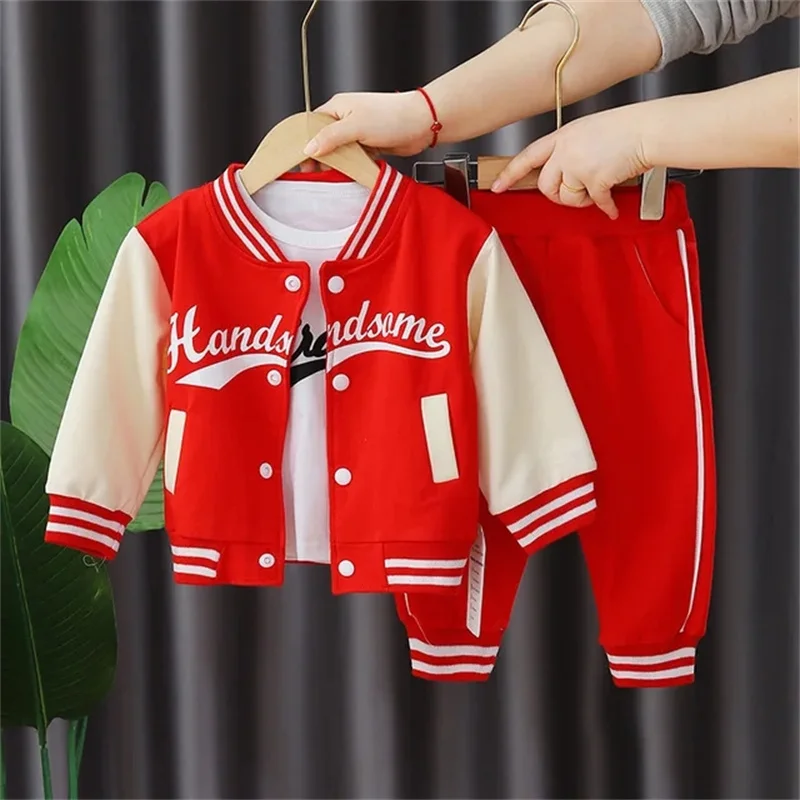 

Baby Baseball Clothing Suit Boys Girls Casual Sports Sets 3 Pcs Coat Pants tripartite Spring Autumn Thin Baby Tracksuit Outfits