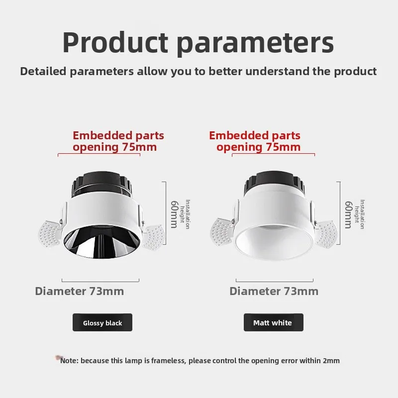 Recessed downlight: Frameless embedded invisible full-spectrum ceiling smart anti-glare eye protection for home use,