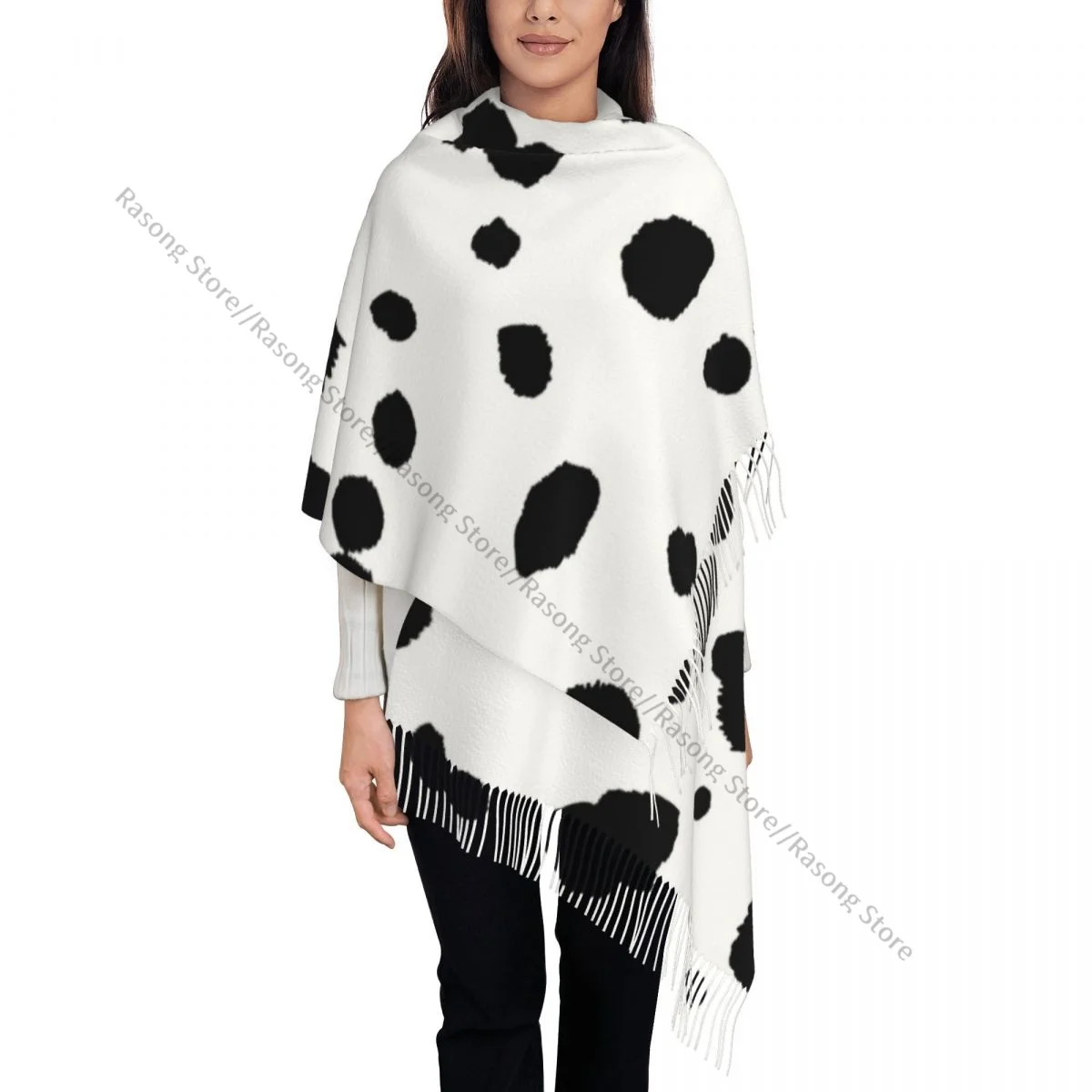 Dalmatian Pattern Scarf Winter Long Large Tassel Scarves Soft Wrap Pashmina