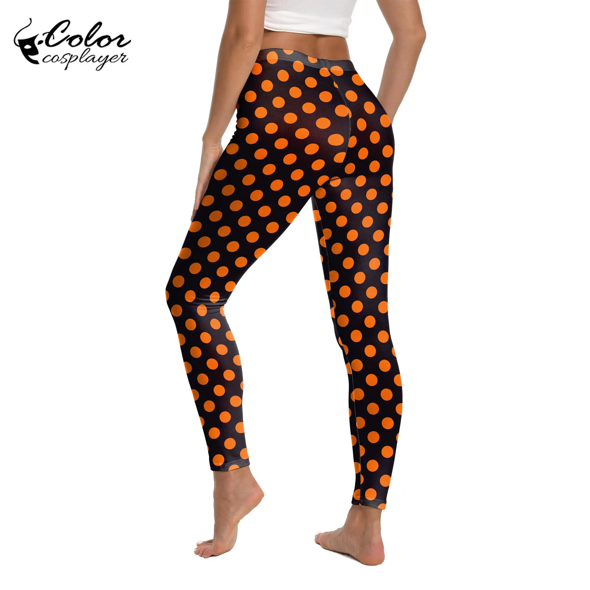 Color Cosplayer Dots Legging for Women Pants Holiday Party Skinny Trousers Female Carnival Slim Trousers Vintage Streetwear