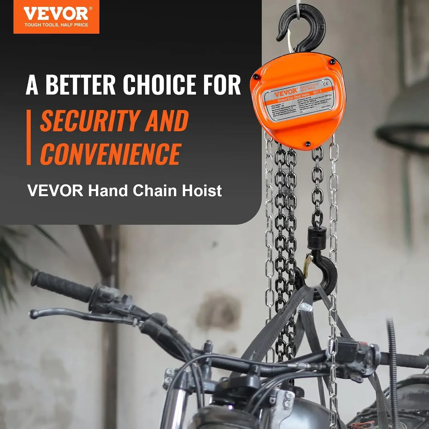 Hand Chain Hoist, 1 Ton 2200 lbs Capacity 20 FT Come Along, G80 Galvanized Carbon Steel with Double-Pawl Brake, Auto Chain Leadi