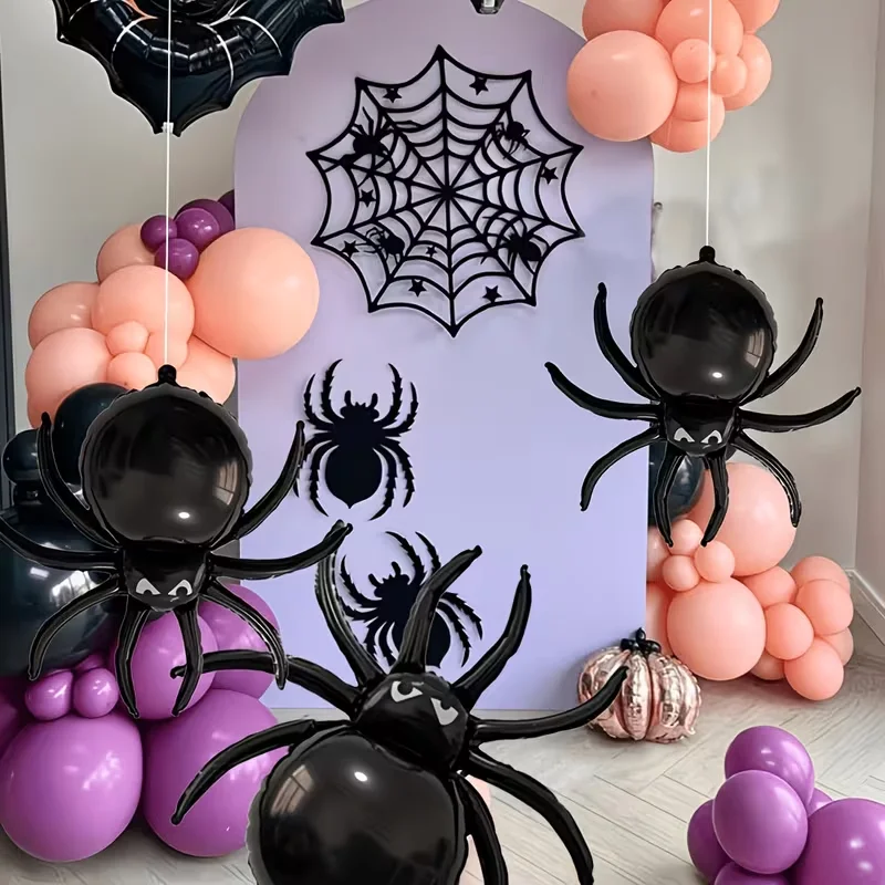 Riesiger 3D Schwarzer Spinnen Ballon 32 Zoll Aluminiumfolie Mylar Aufblasbar Realistisch Gruselig Für Halloween Party Dekoration Spukhaus Jungen Geburtstag Karneval Requisiten Für Drinnen Und Draußen – Detail 3