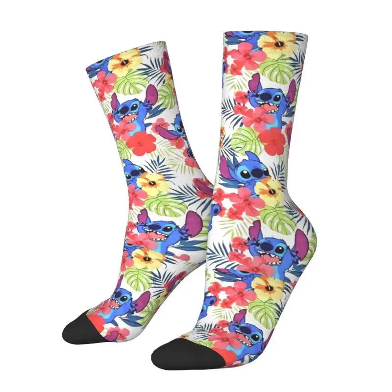 Custom Stitch Tropical Plants Socks for Women Men Stretchy Summer Autumn Winter Crew Socks