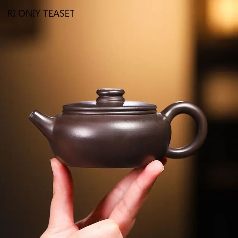 140ml Yixing Purple Clay Teapots Famous Handmade Tea Pot Raw Ore Black Zhu Mud Beauty Kettle Chinese Zisha Tea Set Teaware